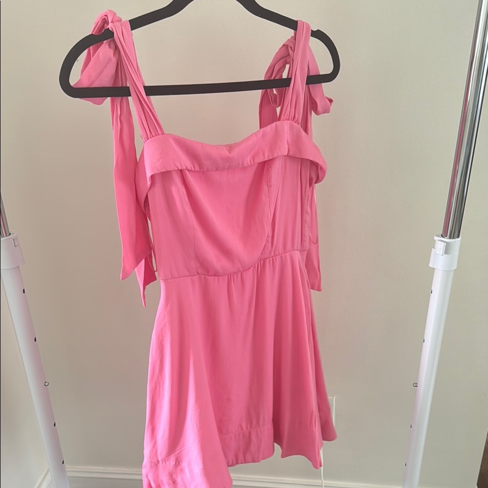 Pink Sleeveless Dress with Bow Straps